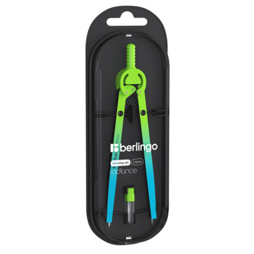 Готовальня Berlingo "Radiance", 2 предмета, циркуль 170мм, голубой/зеленый градиент, пластиковый футляр