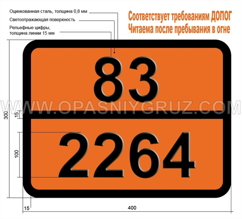 Табличка Опасный груз 83-2264 NN-ДИМЕТИЛЦИКЛОГЕКСИЛАМИН