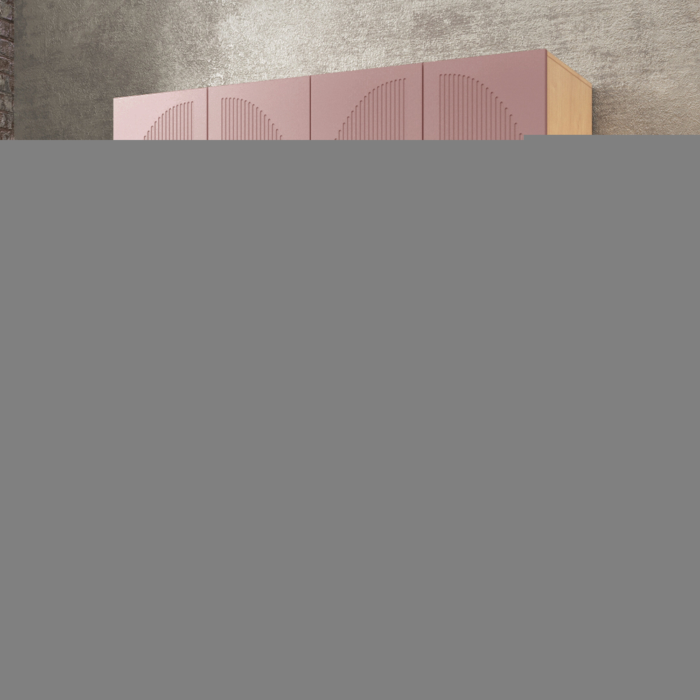 Шкаф Агератум МДФ четырехсекционный Лайн бохо (0,27) А10017 матовая - 26 матовая - Дуб Сонома 3025  220*50*260