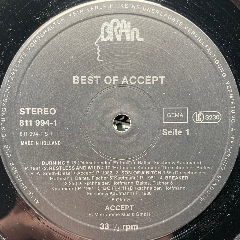 Accept ‎– Best Of Accept (Германия)