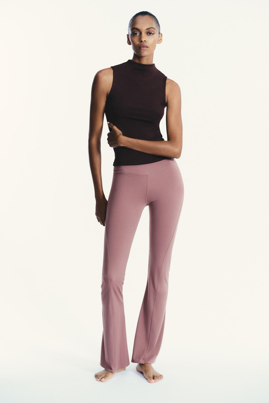 ZARA ТОП ИЗ ХЛОПКА И МОДАЛА, ГРАНАТОВЫЙ