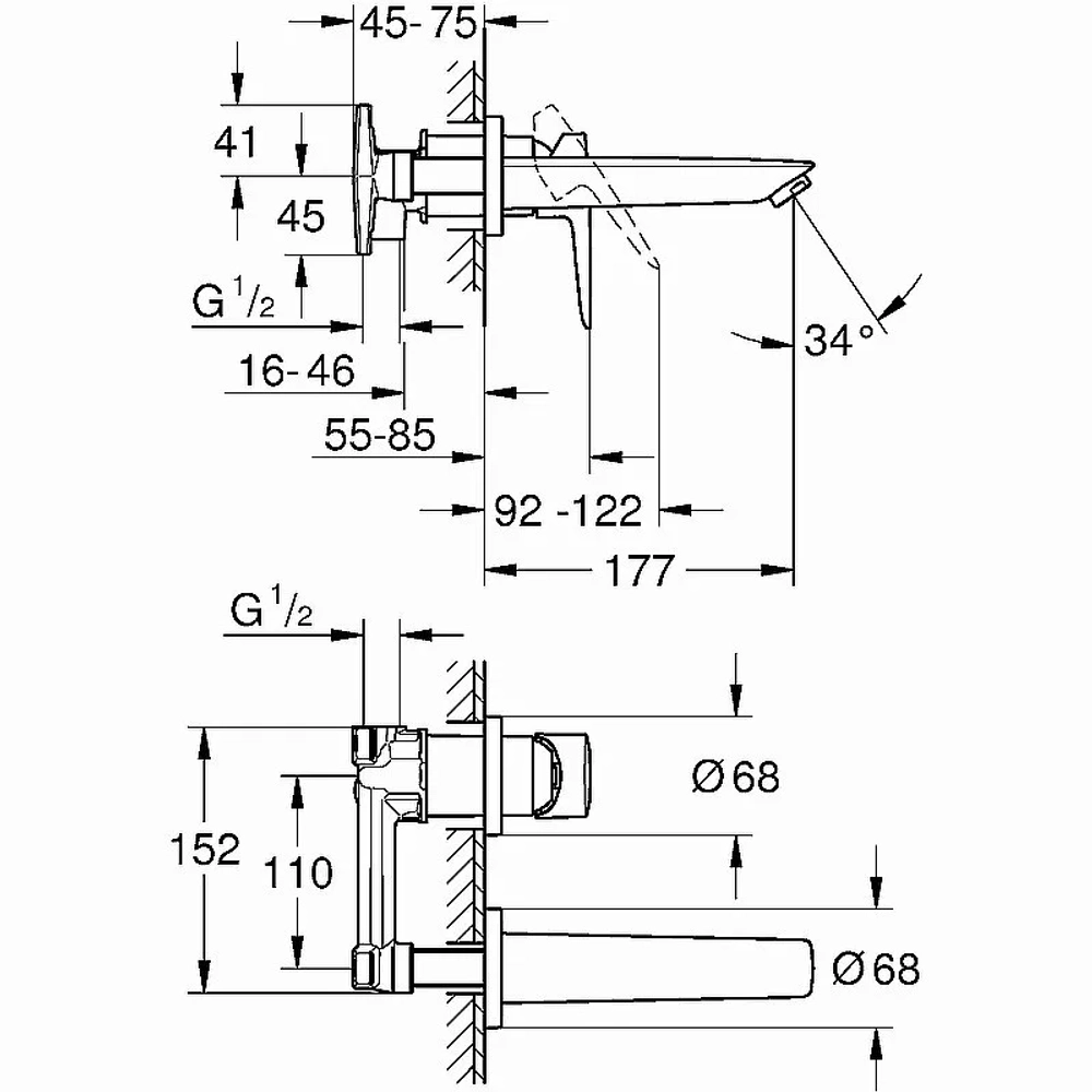 Смеситель для раковины Grohe BauEdge New 20474001 хром