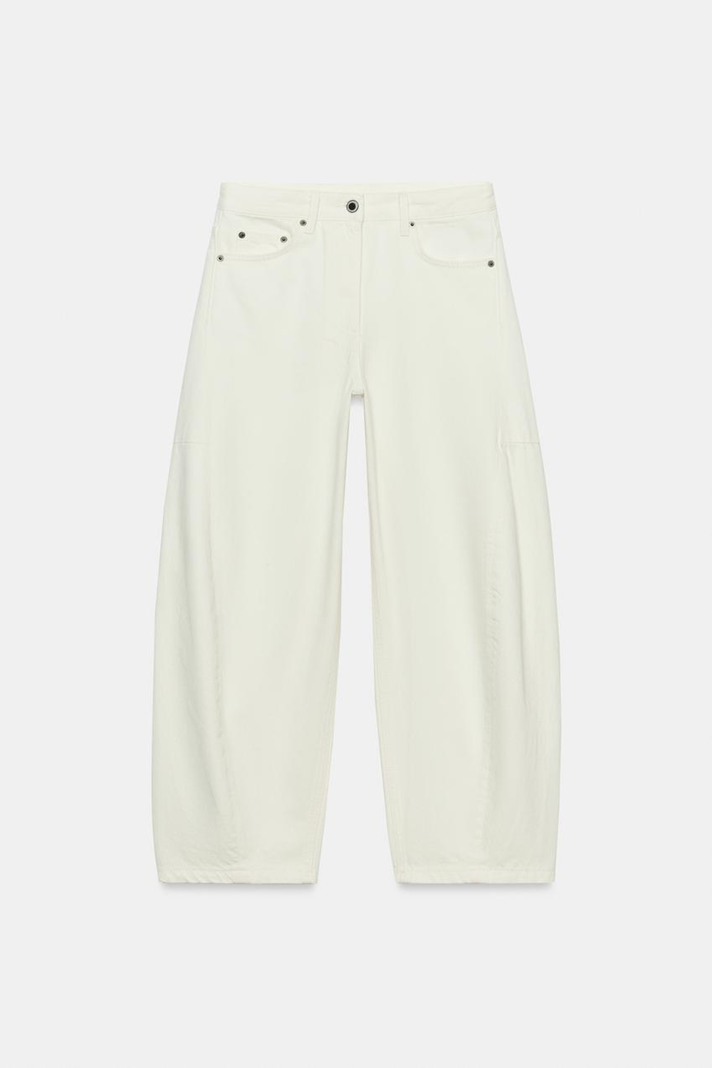 ZARA ДЖИНСЫ BALLOON СО СРЕДНЕЙ ПОСАДКОЙ — ZW COLLECTION, ЖЕЛТОВАТО-БЕЛЫЙ