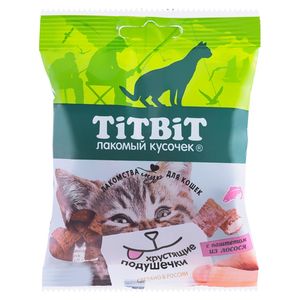 Лакомство TiTBiT Хрустящие подушечки для кошек с паштетом из лосося