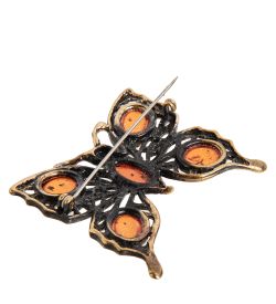 AM- 870 Брошь «Бабочка» (латунь, янтарь)
