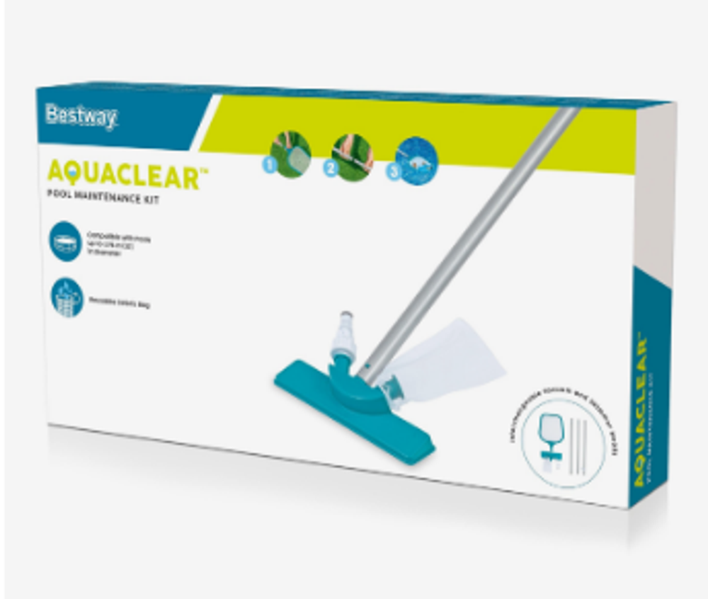 Набор для чистки бассейна, сачок, щётка, ручка 167 см, 58013 Bestway