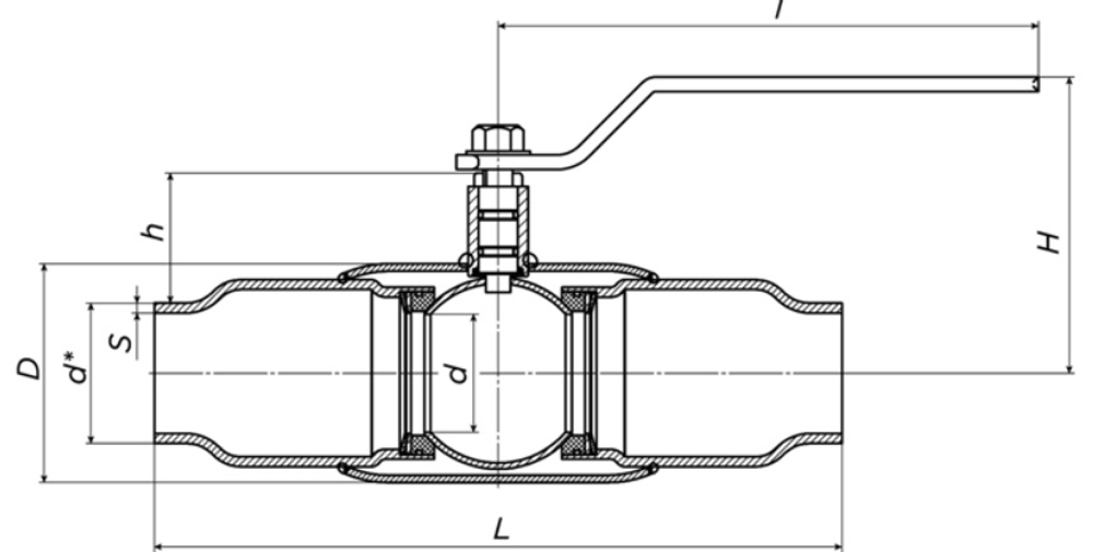 Кран шаровый д/газа ALSO КШ газ 20с Ру40 П/П