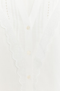 ZARA БЛУЗА С РУКАВАМИ СО СБОРКОЙ ПО НИЗУ, БЕЛЫЙ