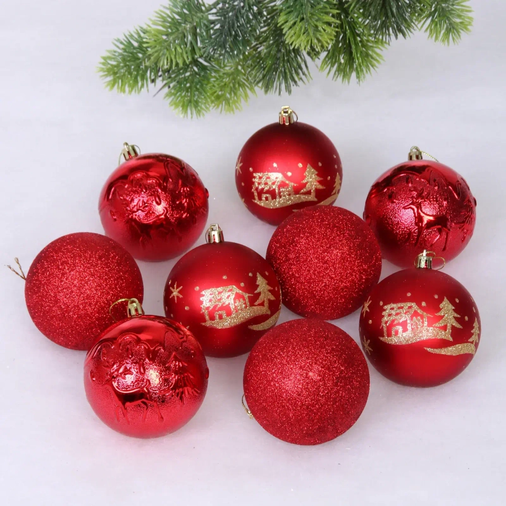 Набор ёлочных украшений «Wish» 6 см + 4 см (50 предмета), Красный