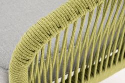 "Канны" диван 2-местный плетеный из роупа, каркас алюминий светло-серый (RAL7035) муар, роуп салатовый меланж круглый, ткань светло-серая