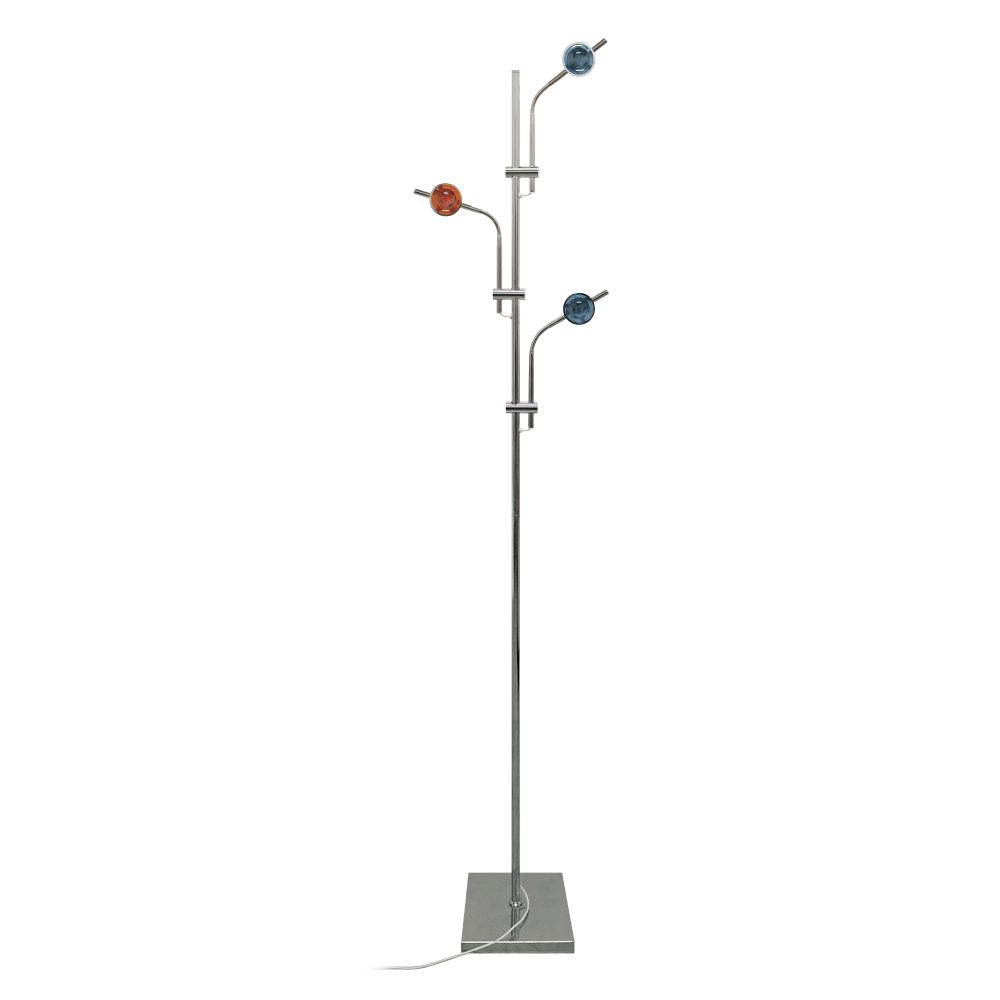 ULM-T641 3x2W-3000K CHROME MULTICOLOR Торшер напольный светодиодный. c регулировкой наклона. с линзами. Сменные светофильтры в-к. Механический выключатель. Металл. Хром. ТМ Uniel