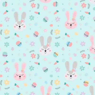Кролики и зайчики. Детский пасхальный паттерн