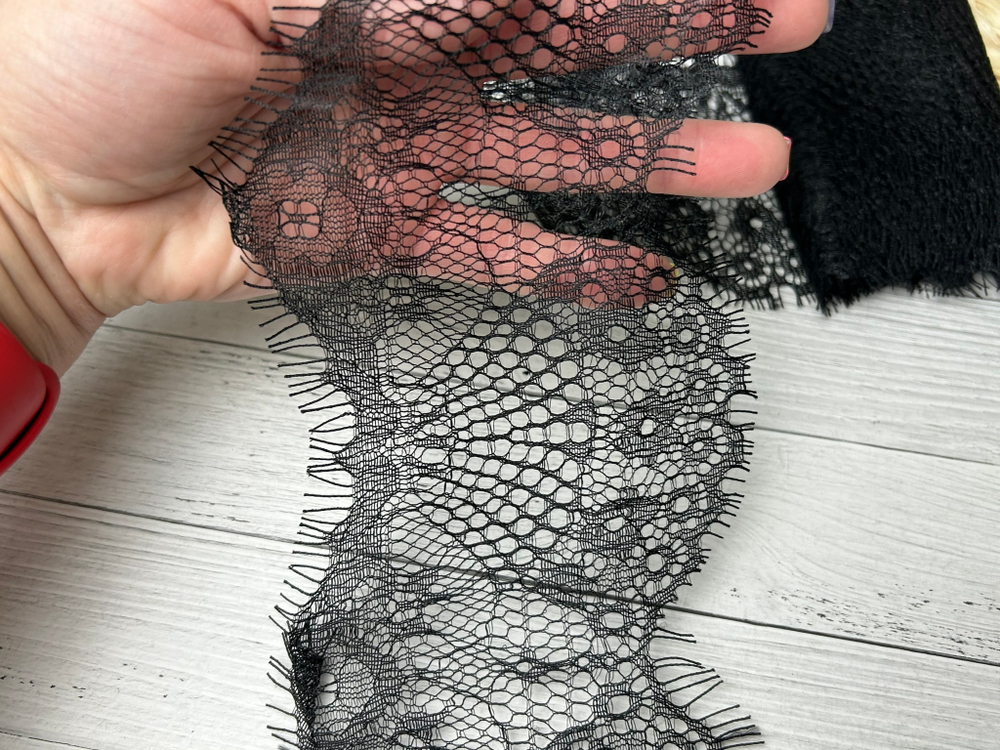 Кружево РЕСНИЧКИ черное 110 мм купон 3м+-