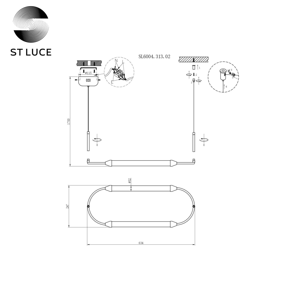 SL6004.313.02 Подвес ST-Luce Латунь/Белый LED 2*10W 3000K