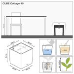 Кашпо Lechuza cube cottage 40см коричневый с автополивом