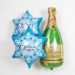 Шар (19"/48 см) Фигура, Снежинка, С Новым Годом!, Голубой, 1 шт. в упак.