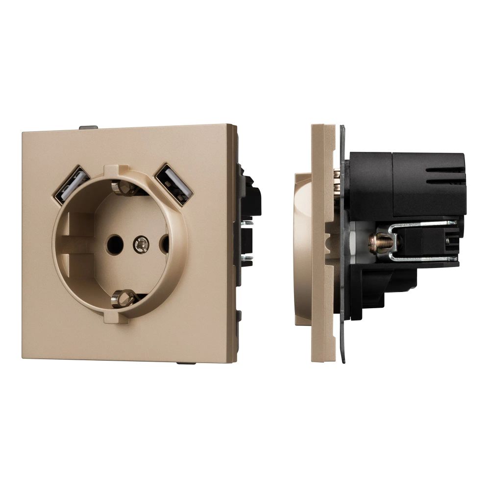 Механизм розетки с USB зарядкой SCT-TENDO-MUAA-PL-GD (230V, 16A) (Arlight, Песочный) 054085
