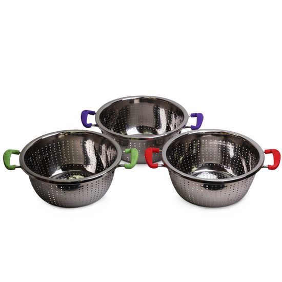 Дуршлаг 22 см. из нержавеющей стали Kamille KM-4357 с двумя силиконовыми ручками