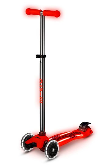 Самокат Maxi Micro Deluxe Glow Plus (светящийся) LED красное сияние