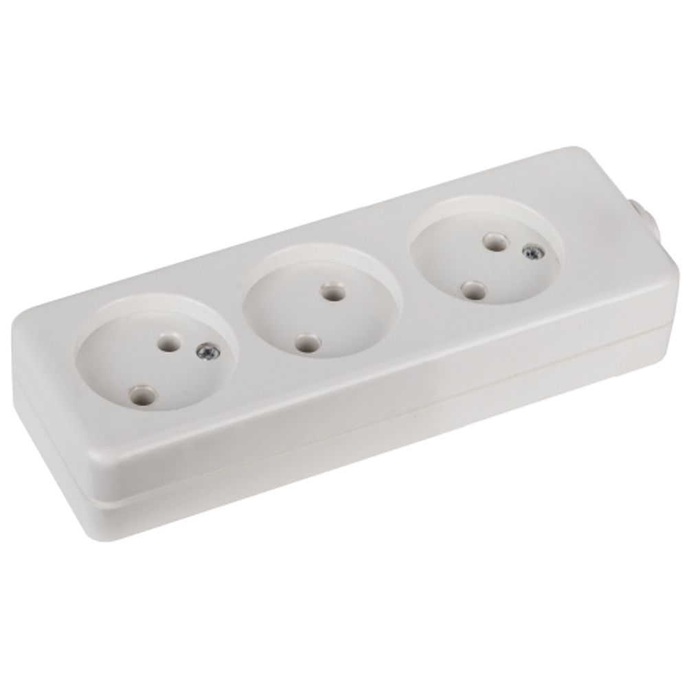 Колодка ЭРА K-3 3 розетки без зазeмления белая | Колодки