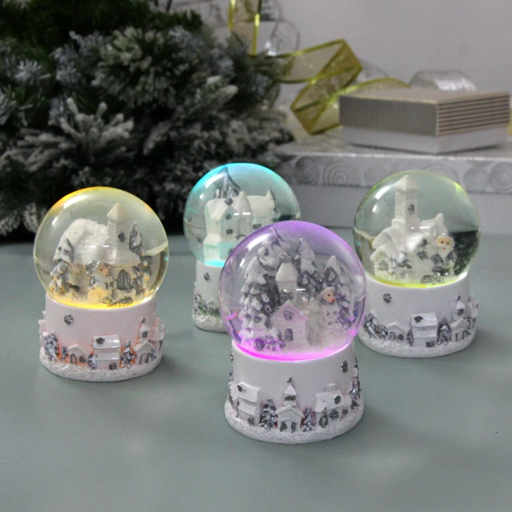 Сувенир Снежный шар «Новогодние пейзажи» 6.5*6.5*10 см (с подсветкой), микс