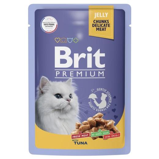 Влажный корм для кошек Brit Premium 0,085кг тунец в желе 14 паучей