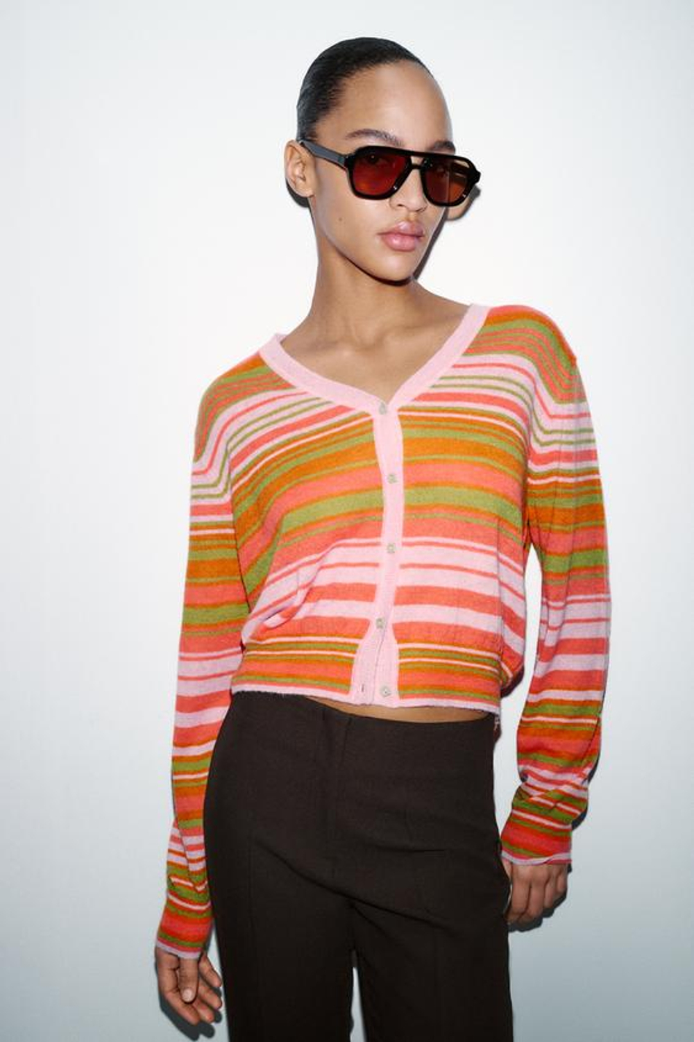 ZARA БРЮКИ FLARE С БОКОВЫМИ ШВАМИ, КОРИЧНЕВЫЙ