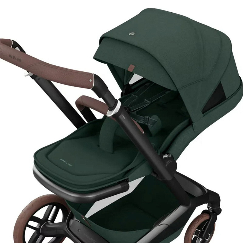 Детская коляска Maxi-Cosi Fame 3 в 1 с автокреслом CabrioFix Essential black Twillic Green/зеленый