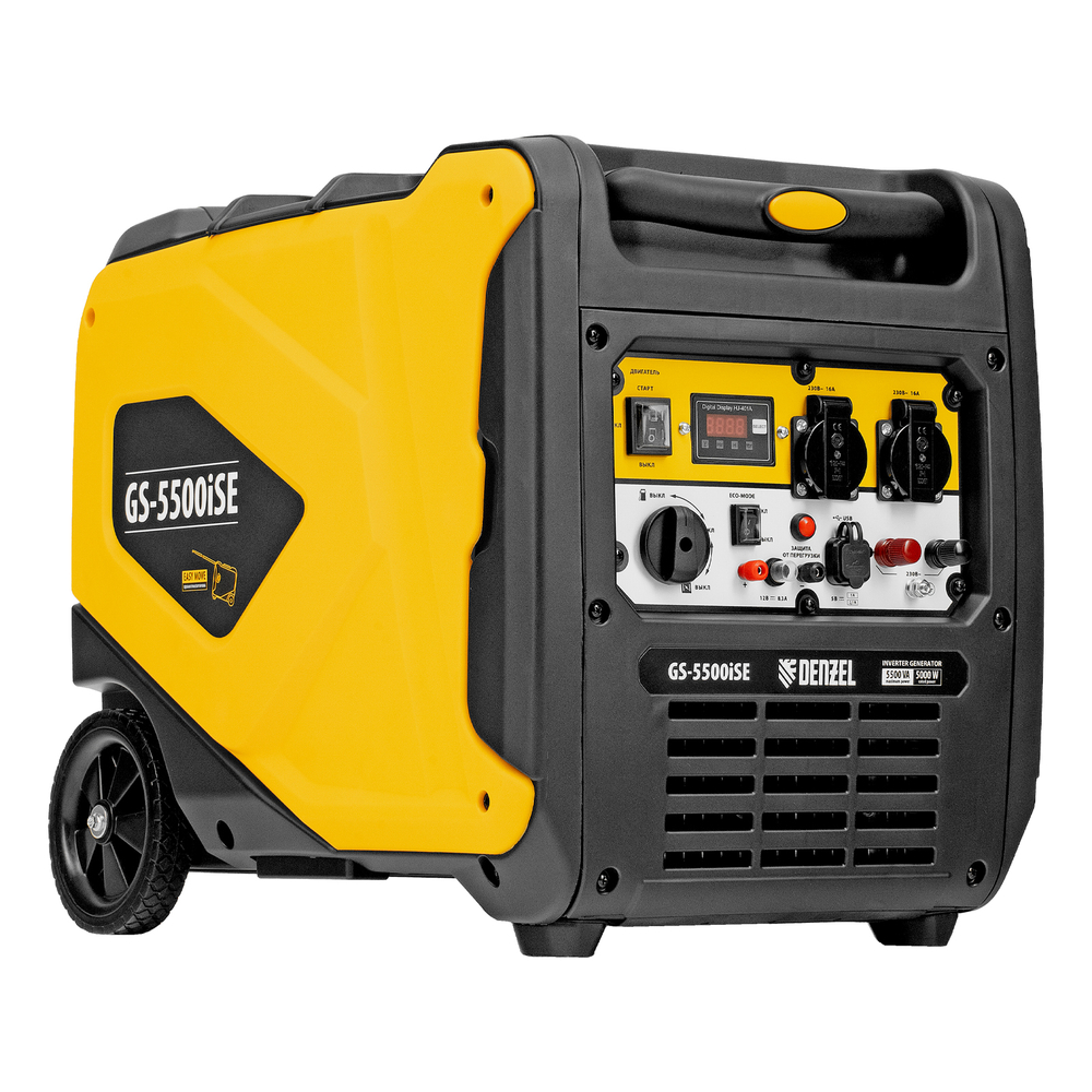 Генератор инверторный GS-5500iSE, 5,5 кВт, 230 В, закрытый корпус,электростартер Denzel