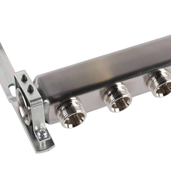 Коллектор Rommer 1"x3/4" на 9 контуров для радиаторной разводки (нерж. сталь) RMS-4401-000009