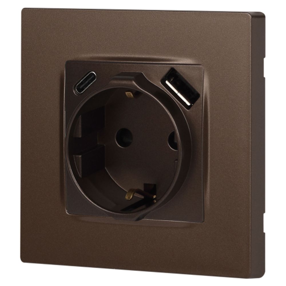 Розетка ЭРА Серия 12 12-4108-13 2P+E 16A-250В со шторками с USB type-A+C 5В-3А бронза | Эра 12