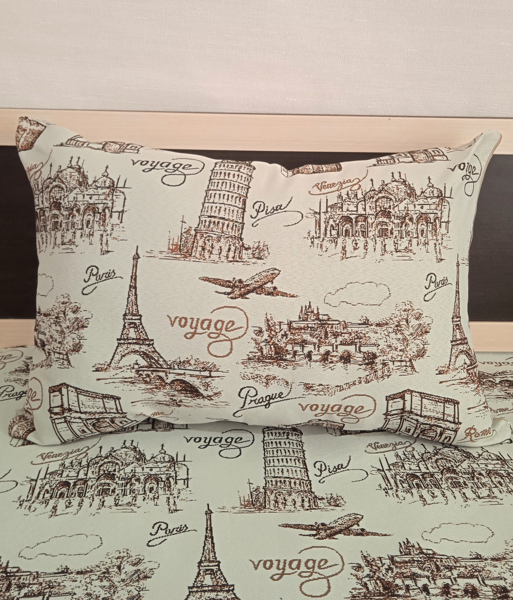 Декоративный гобеленовый чехол для интерьерной подушки Вояж 68х47