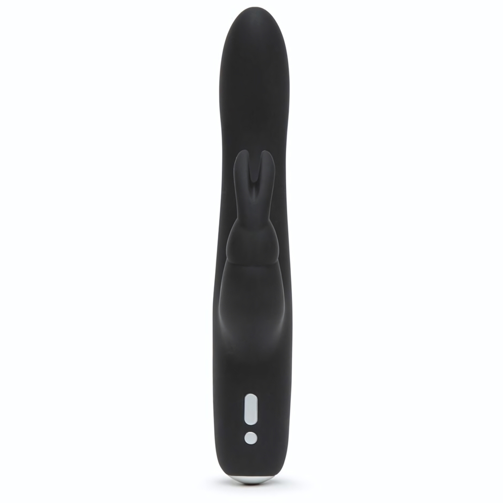 Черный вибратор с клиторальным отростком Greedy Girl Slimline Rabbit Vibrator - 22,8 см. (Цвет: черный)