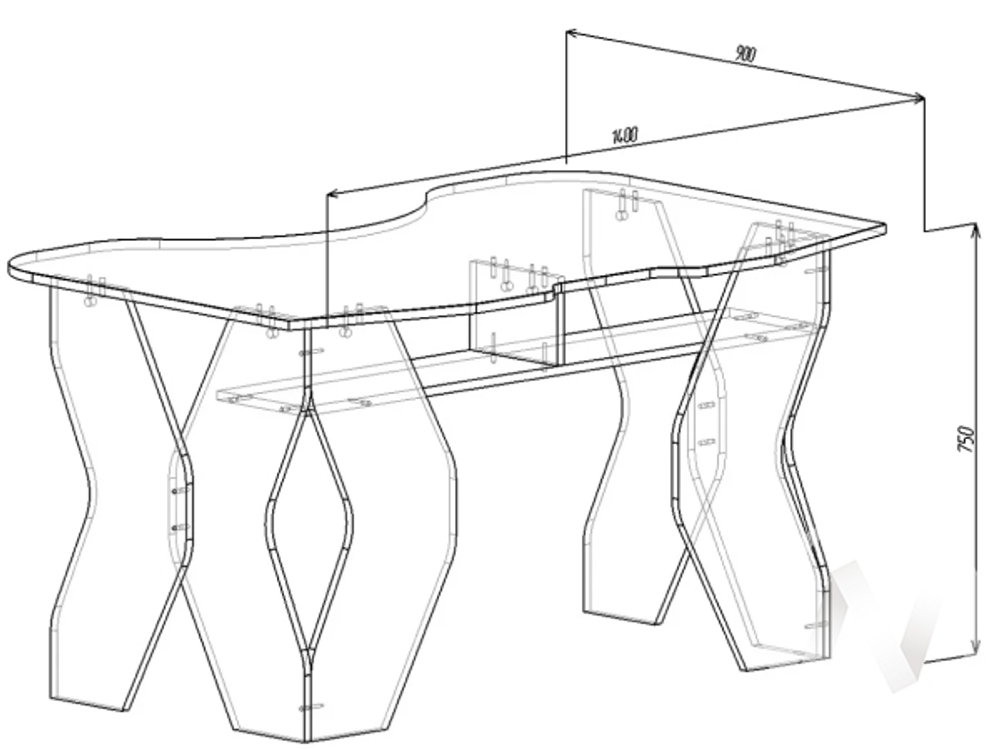 Компьютерный стол КЛ №9.0 (черный/желтый)