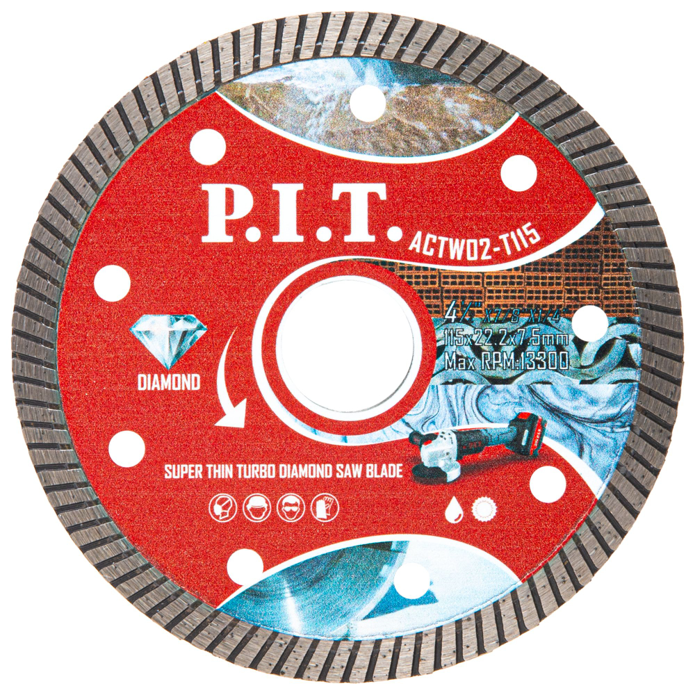 Диск алмазный 2в1 P.I.T. серия DRUA (ACTW11-0125A) 125х22,2х1,6мм, сухой/мокрый рез, резка+шлифовка