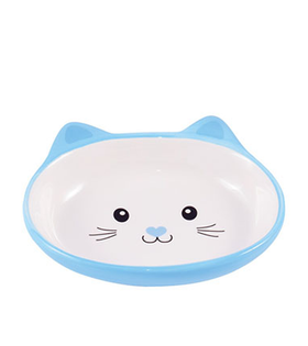 КерамикАрт миска керамическая для кошек 160 мл. Мордочка кошки голубая