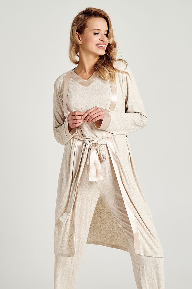 Однотонный халат с добавлением льна 24S Eden