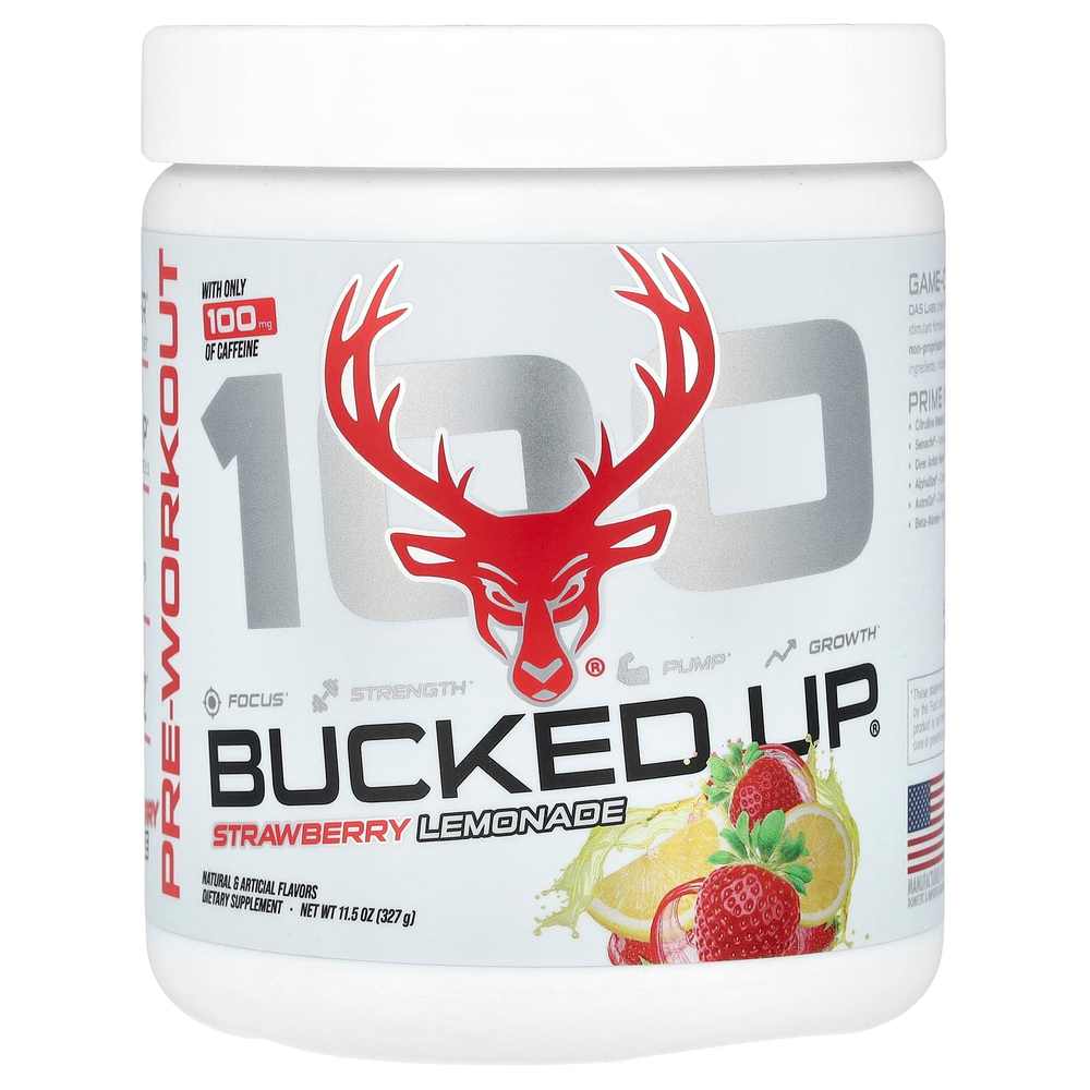 Bucked Up, 100, предтренировочный комплекс, со вкусом клубничного лимонада, 327 г (11,5 унции)