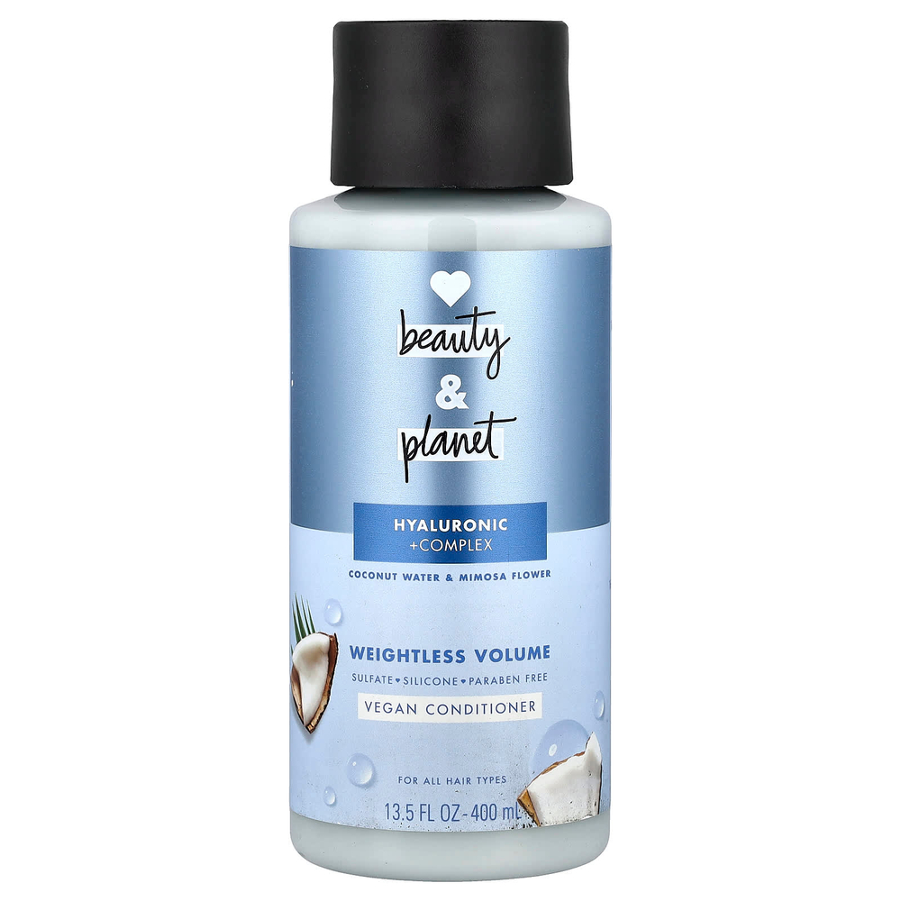 Love Beauty and Planet, Weightless Volume, веганский кондиционер, кокосовая вода и цветок мимозы, для всех типов волос, 400 мл (13,5 жидк. унции)
