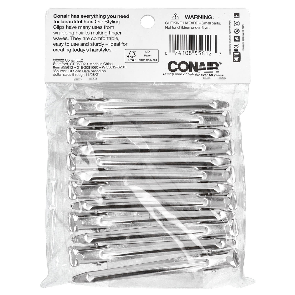 Conair, Раздел и набор, Зажимы для секций, 12 шт.