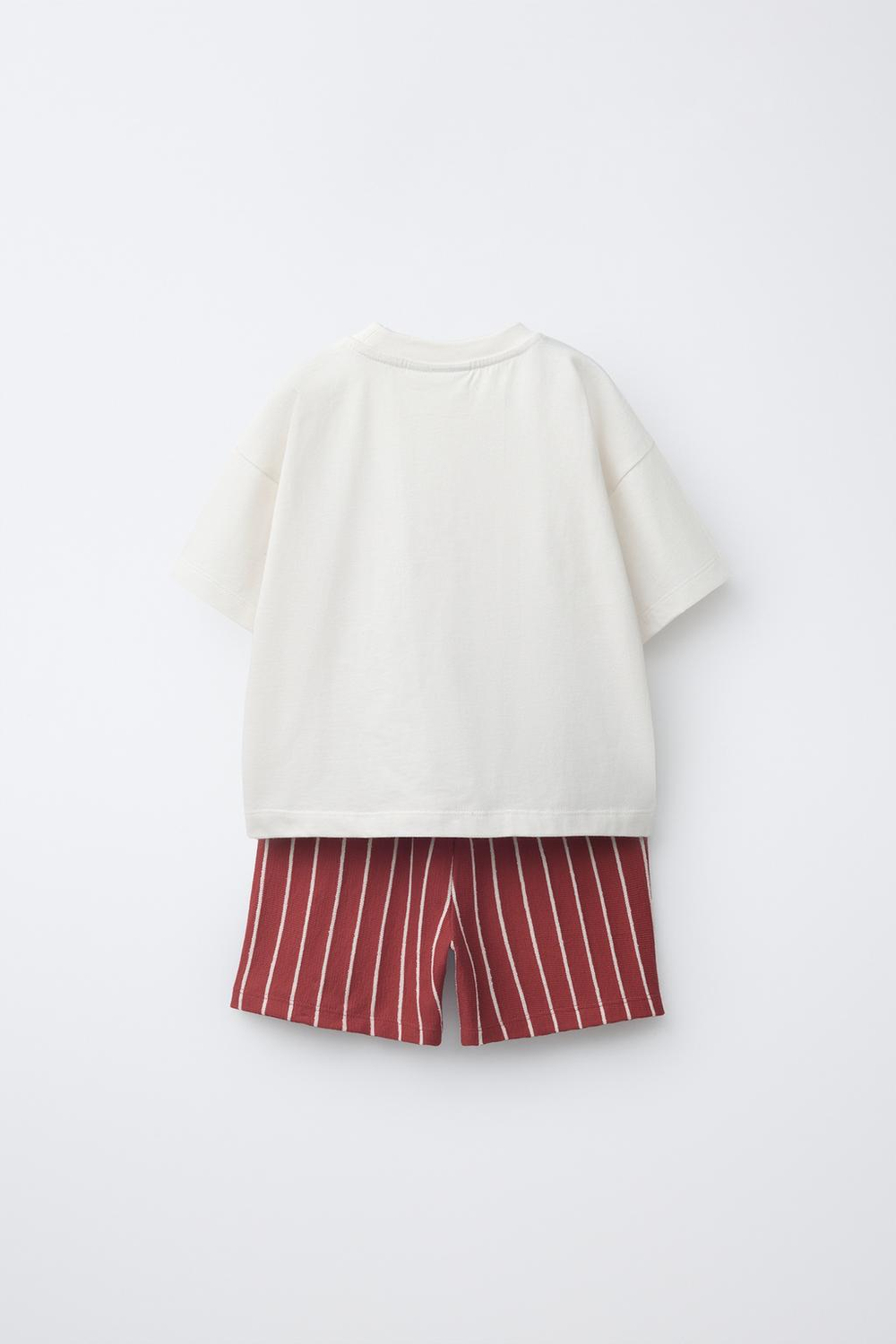 ZARA КОМПЛЕКТ ДЖОГГЕРЫ, ФУТБОЛКА И ШОРТЫ С ДИНОЗАВРОМ, КРАСНЫЙ