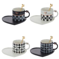 GAEM Кружка с блюдцем и ложкой, 220 мл, L16 W14 H7,5 см, 4в.