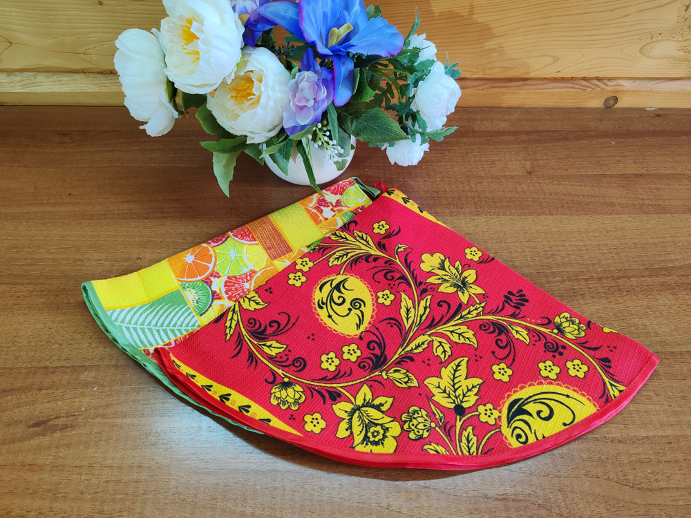 Полотенце кухонное, круглое, 2 шт, вафельное полотно