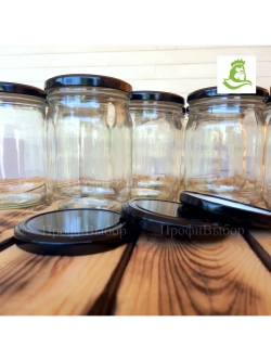 Банка стеклянная 0,5 литра / 500мл, 12 шт, 82мм черная