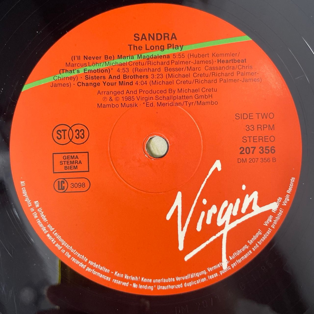 Винтажная виниловая пластинка LP Sandra Сандра The Long Play (Германия 1985)