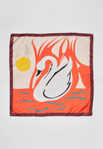 Шелковый платок Лебедь RED 70x70