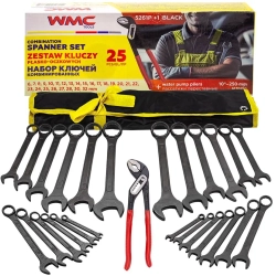 Набор ключей комбинированных и рожковых 25пр. WMC TOOLS WMC-5261P+1 BLACK