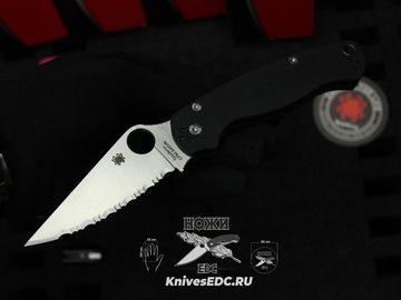 Складной нож Spyderco Paramilitary 2 81GS2 сиррейтор, c клинком из стали CPM-S45VN, рукоять G10