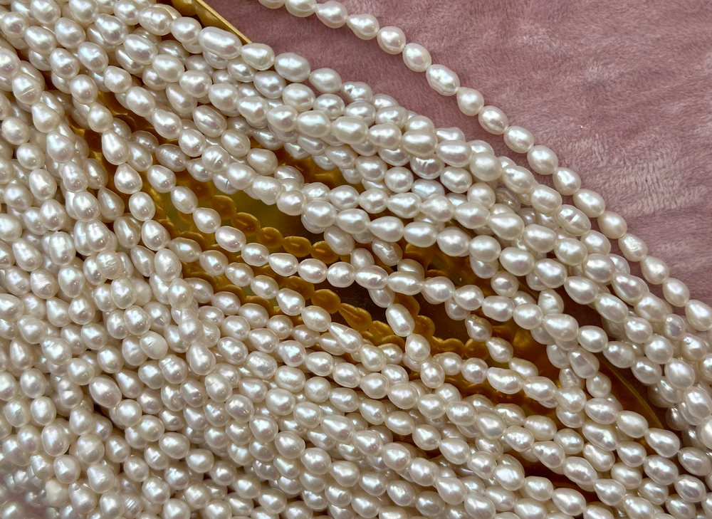 Жемчуг натуральный, рис, 4,5-4,8мм, 4А