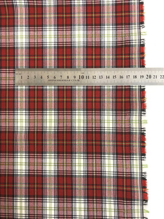 Костюмная принт клетка, белый/черный на теракотовом